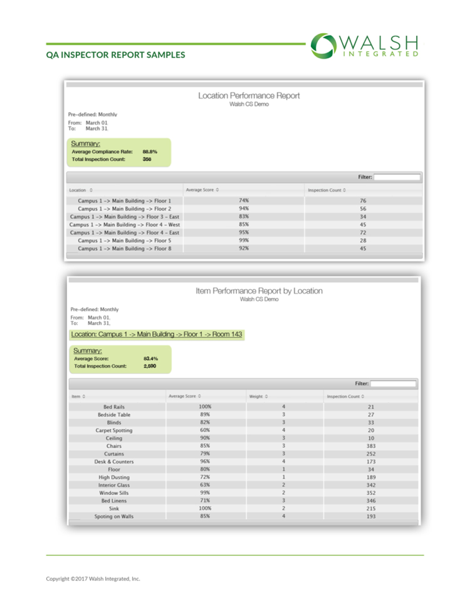 screenshot of Walsh QA Inspector